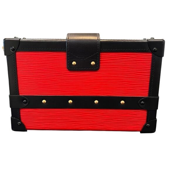 Louis Vuitton Petite Malle Red And Black Epi Clutch Two Way Bag - Picture 10 of 11